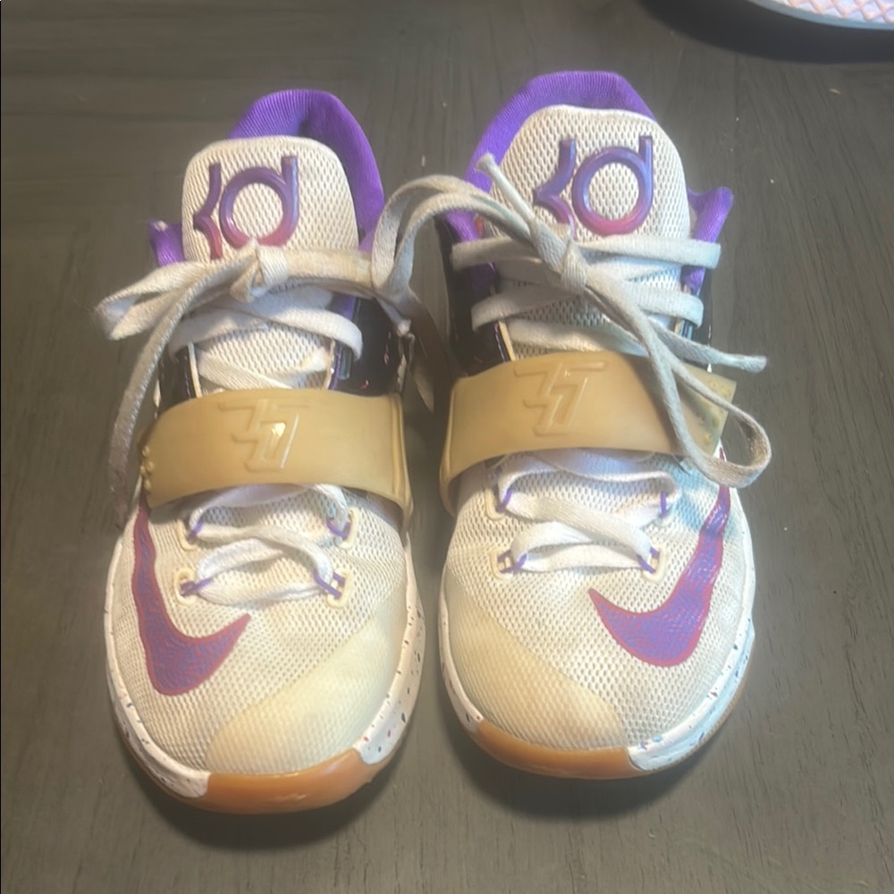 Nike Retro White and Purple Sneakers with Textured Upper